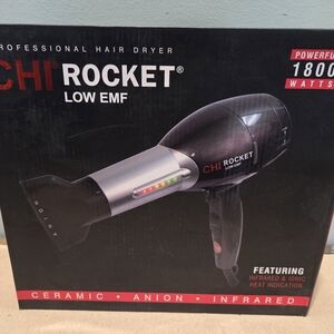 CHI Rocket Low EMF Professional Hair Dryer - Black and Silver